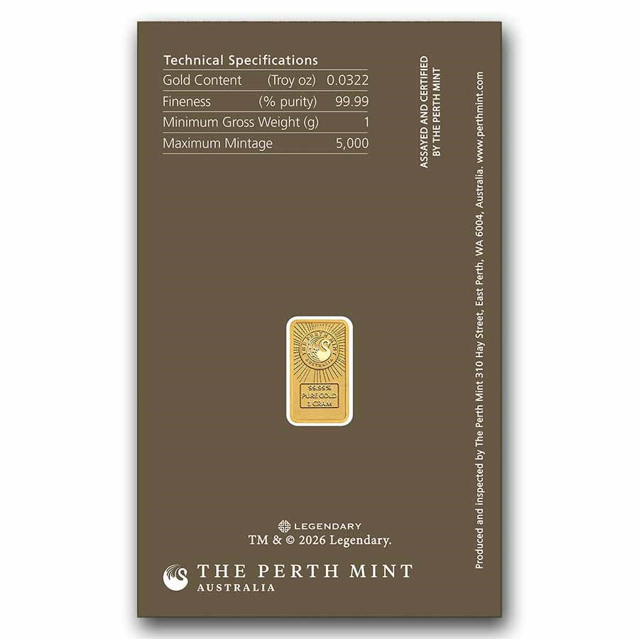 DUNE Sand Worm Gold 1 gram Bar The Perth Mint
