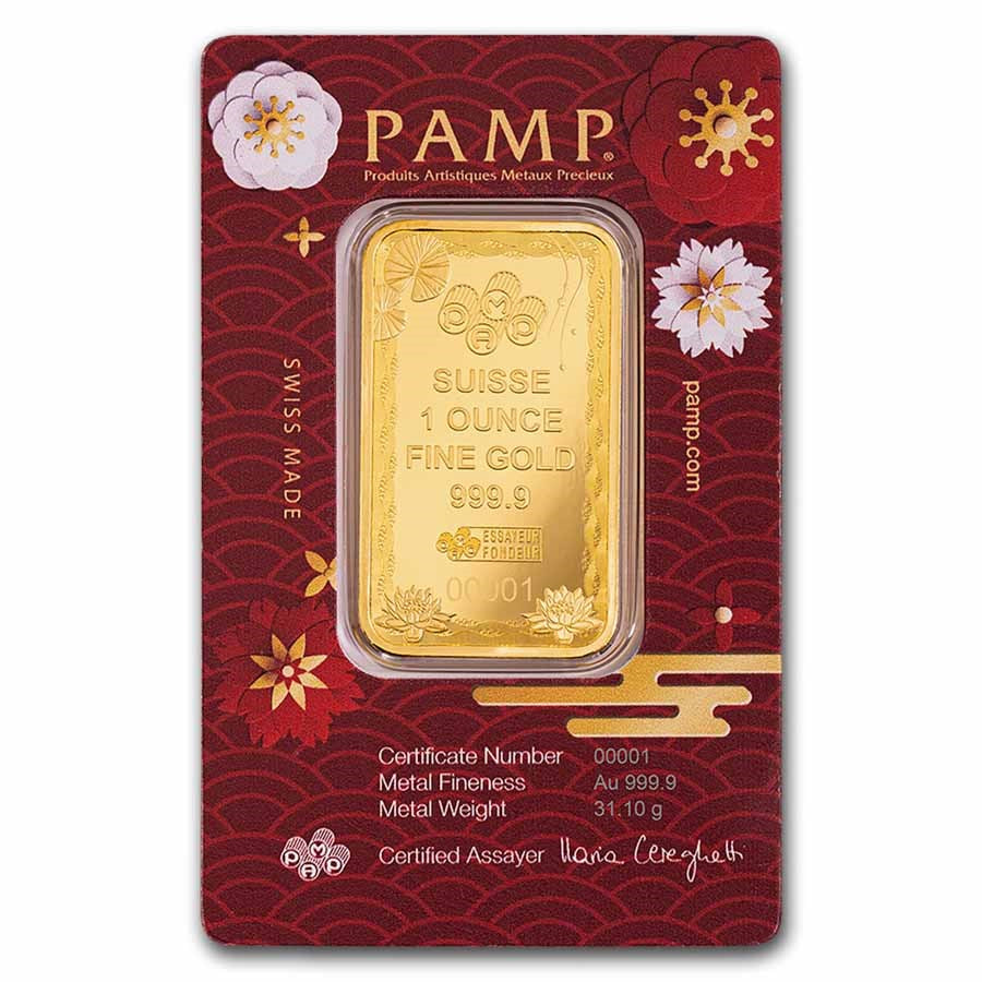 PAMP Suisse Good Luck Koi Fish Gold 1 oz (ounce) Bar