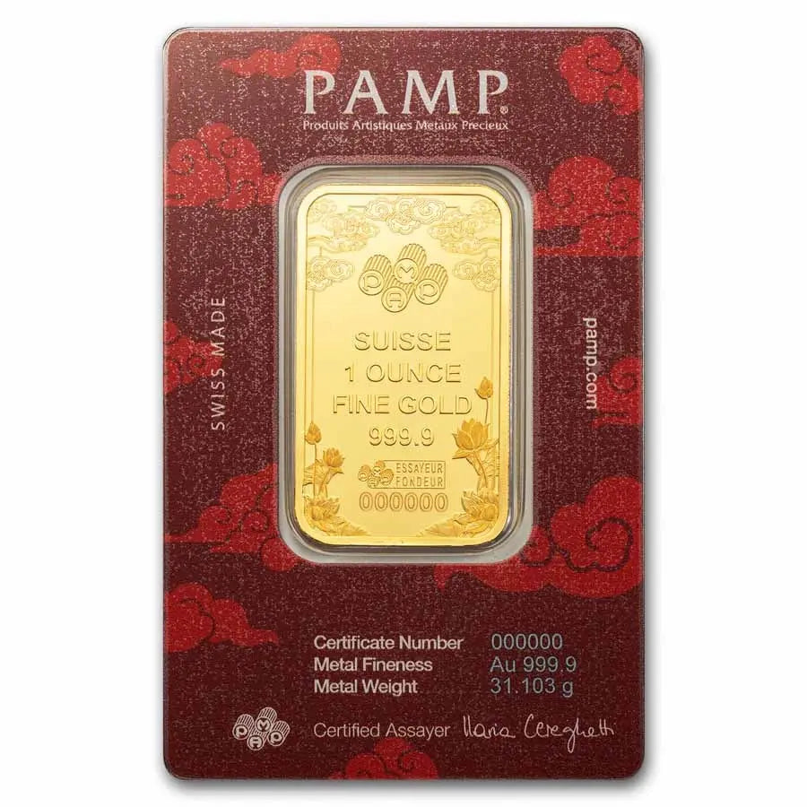 PAMP Suisse Good Luck Yellow Dragon Gold 1 oz (ounce) Bar PAMP Suisse
