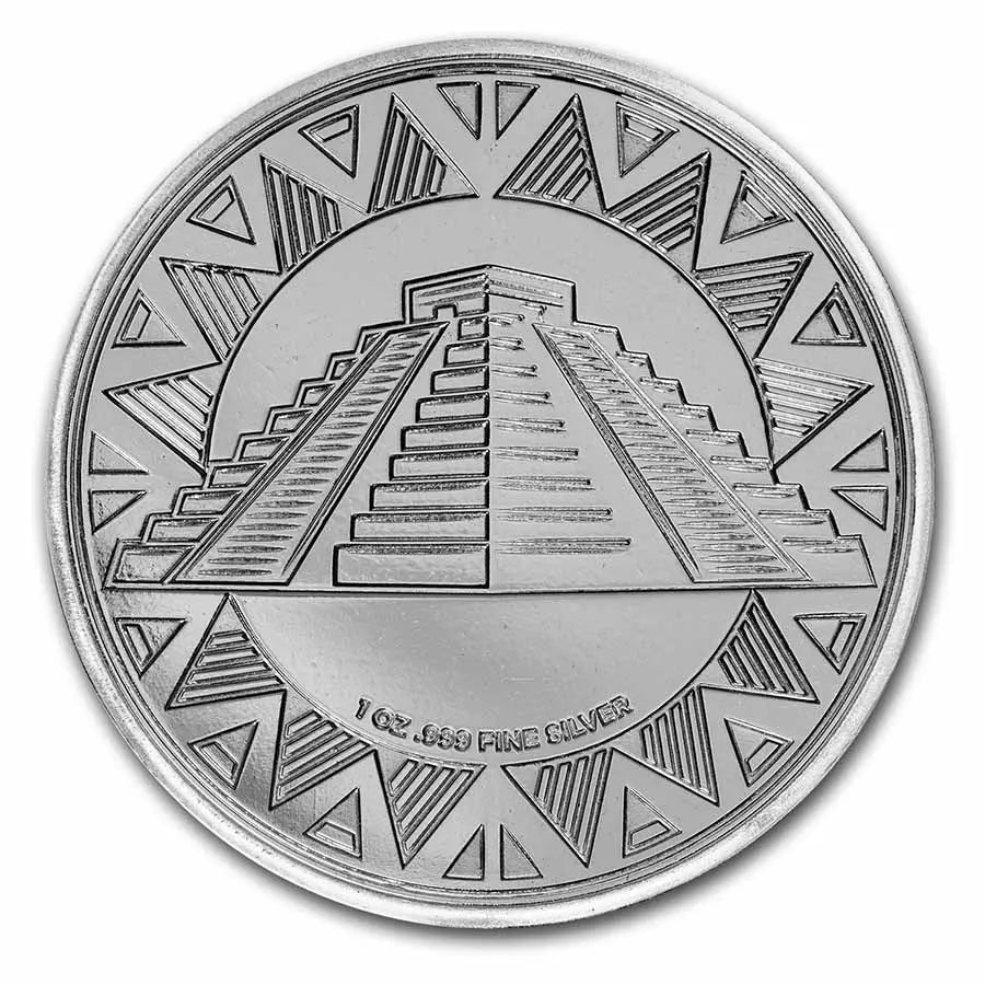 Aztec Calendar Silver 1 oz (ounce) coin 9Fine Mint