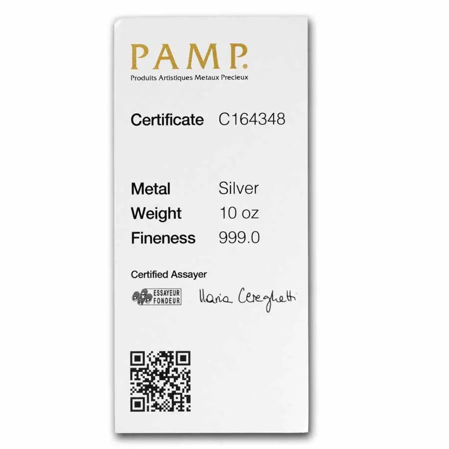 PAMP Suisse Silver 10 oz (ounce) Bar PAMP Suisse