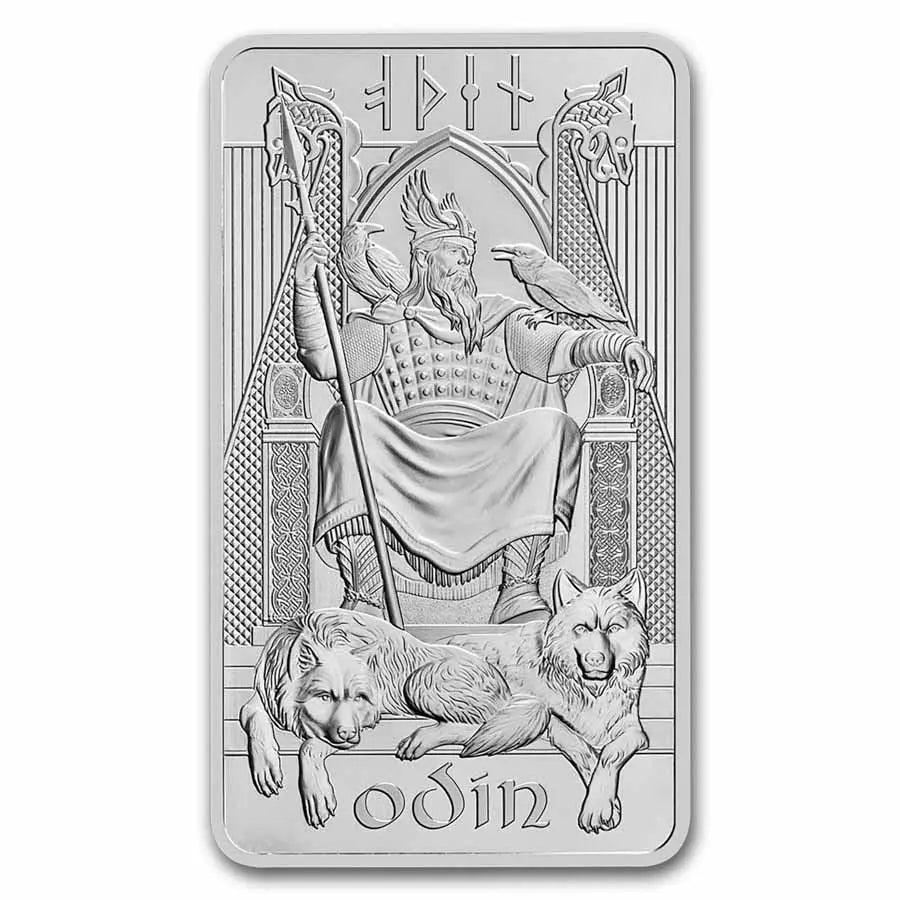 Norse Icons Odin Silver 10 oz (ounce) Bar The Royal Mint