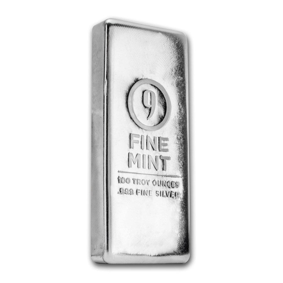 9Fine Mint Silver 100 oz (ounce) Bar 9Fine Mint