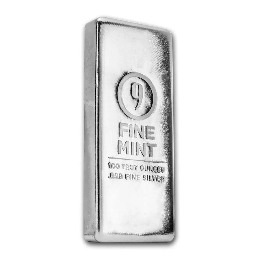 9Fine Mint Silver 100 oz (ounce) Bar 9Fine Mint