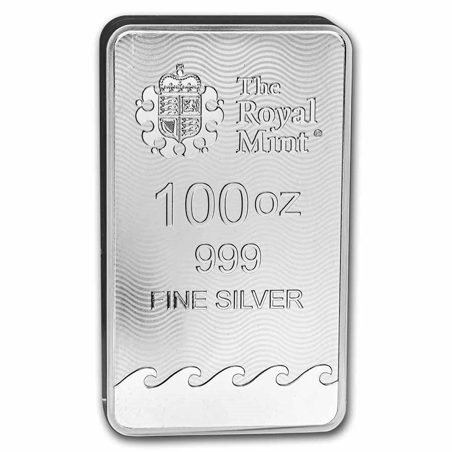 Great Britain Britannia Silver 100 oz (ounce) Bar The Royal Mint