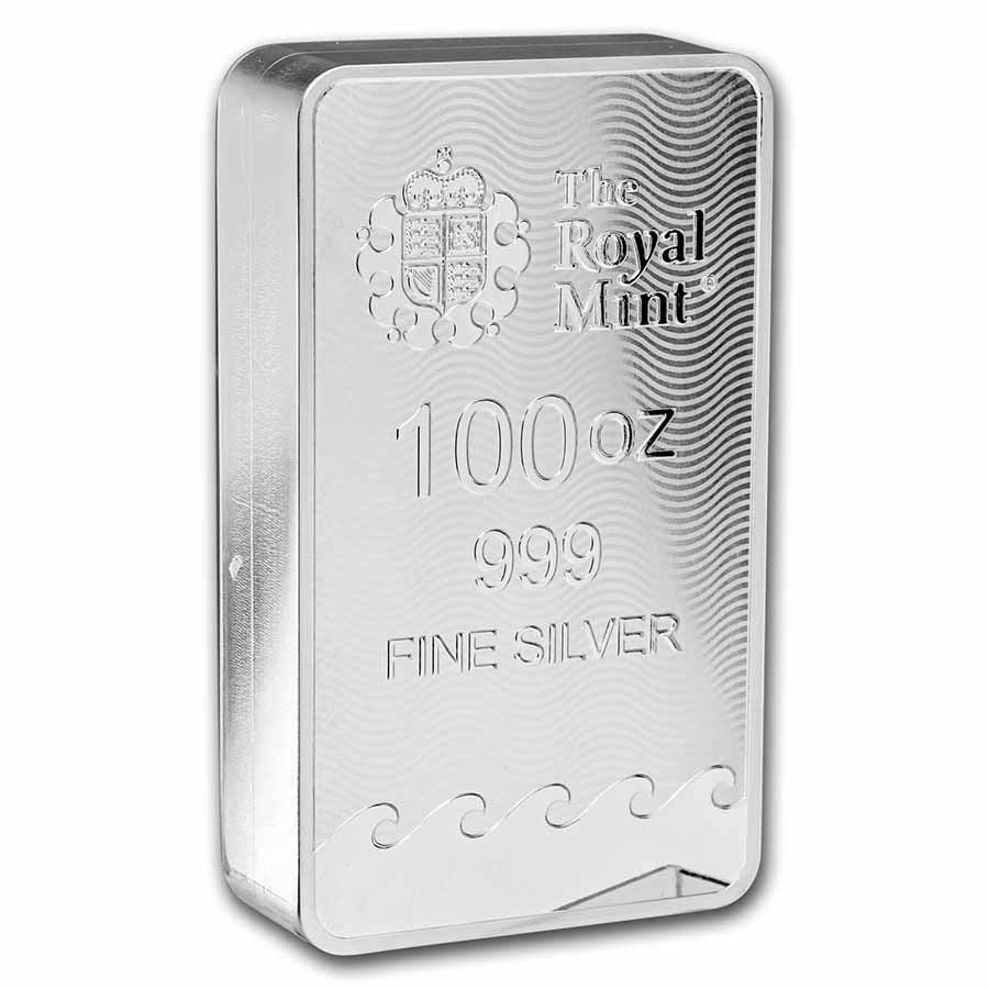 Great Britain Britannia Silver 100 oz (ounce) Bar The Royal Mint