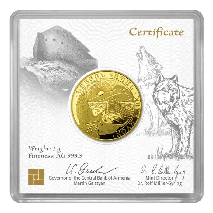 Armenia Noah's Ark Gold 1 gram coin Geiger Edelmetalle