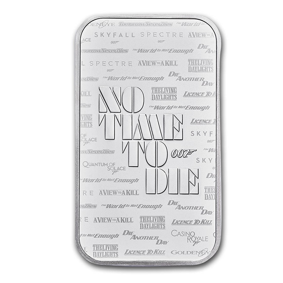 James Bond 007 "No Time To Die" Silver 1 oz (ounce) Bar The Royal Mint