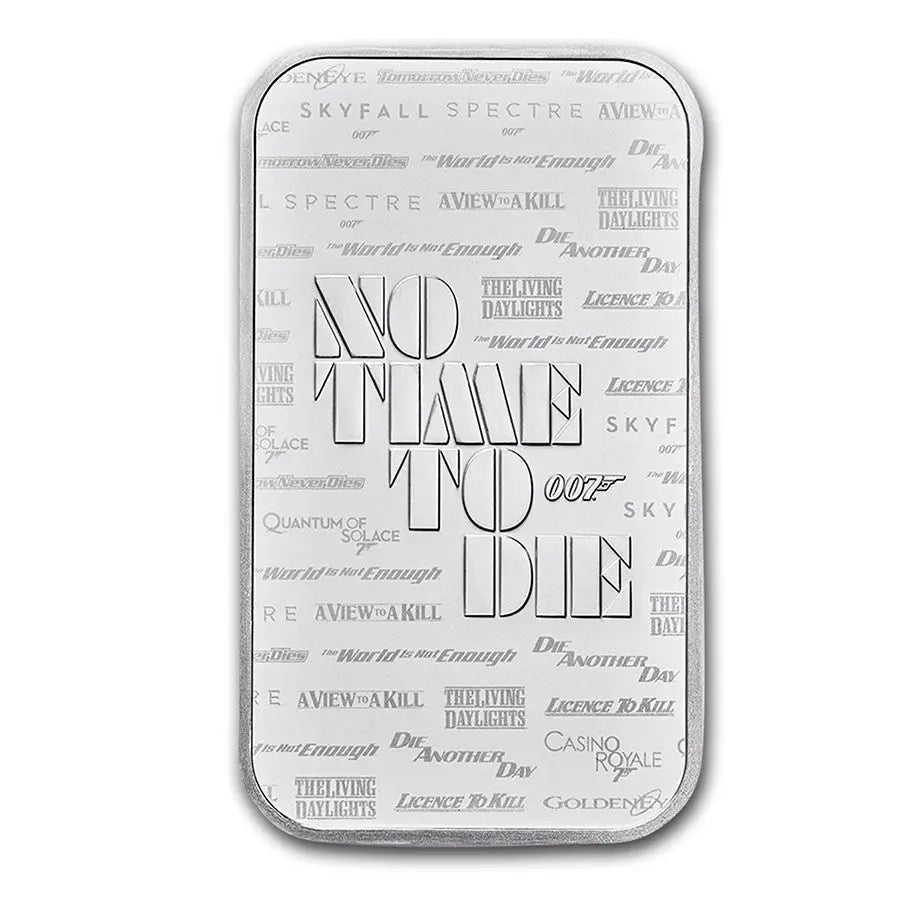James Bond 007 "No Time To Die" Silver 1 oz (ounce) Bar The Royal Mint