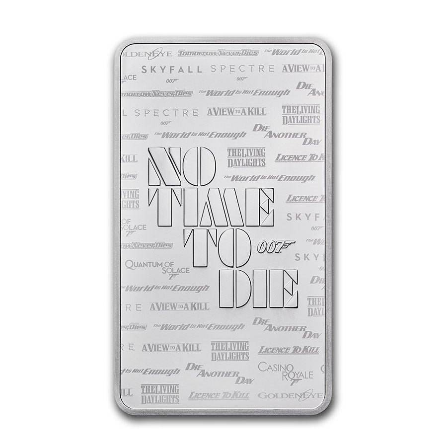 James Bond 007 "No Time To Die" Silver 10 oz (ounce) Bar The Royal Mint