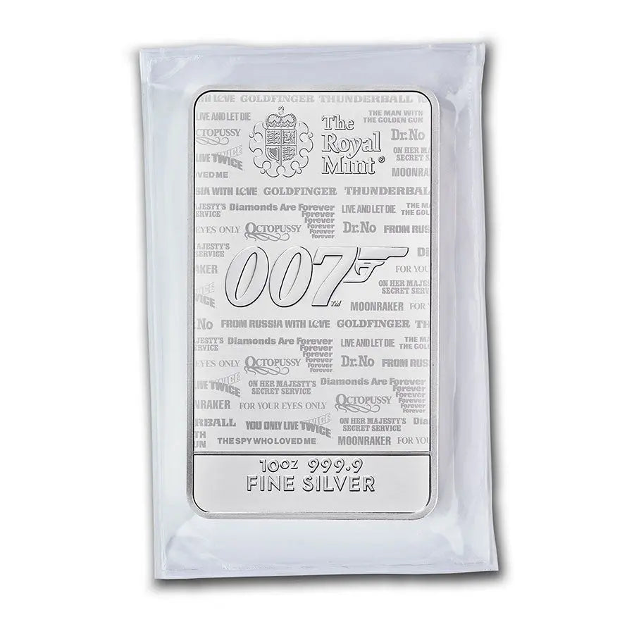 James Bond 007 "No Time To Die" Silver 10 oz (ounce) Bar The Royal Mint