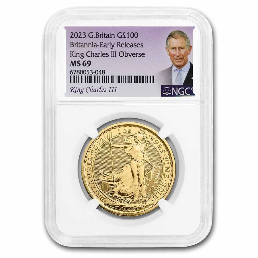 Great Britain Britannia King Charles Gold 1 oz (ounce) coin NGC