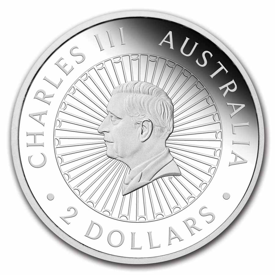 Australia Double Dragon with Mother of Pearl Silver 2 oz (ounce) coin The Perth Mint