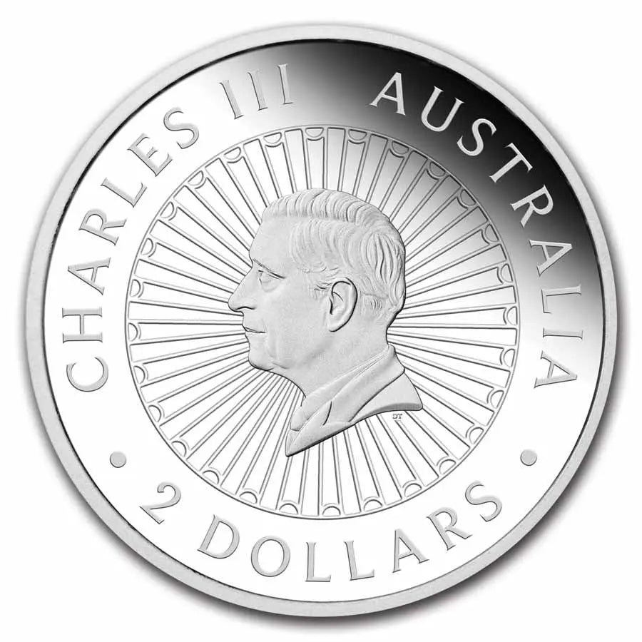 Australia Double Dragon with Mother of Pearl Silver 2 oz (ounce) coin The Perth Mint