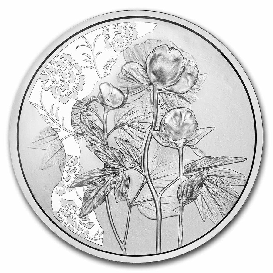 Austria Language of Flowers Peony Silver 1/2 oz (ounce) coin