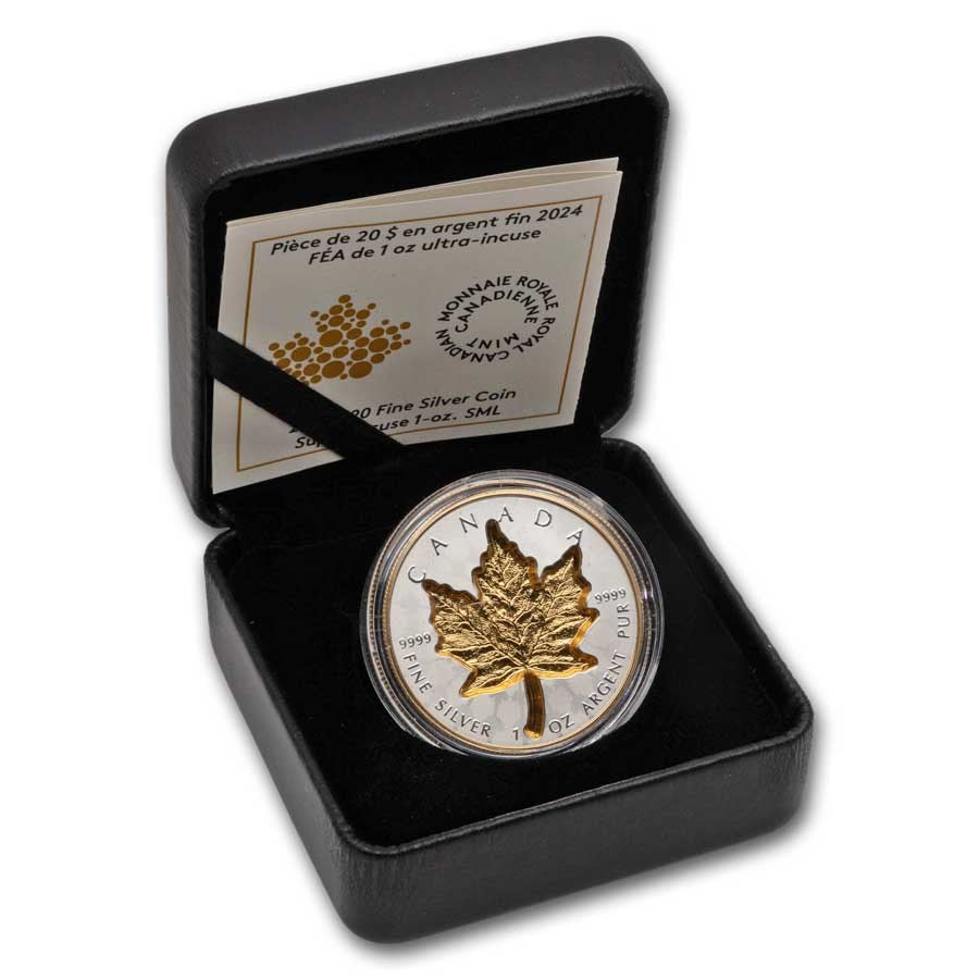 Canada Maple Leaf Super Incuse Silver 1 oz (ounce) coin Reverse Proof