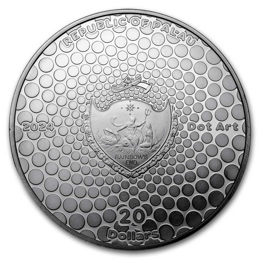 Palau Taj Mahal Dot Art Silver 3 oz (ounce) coin