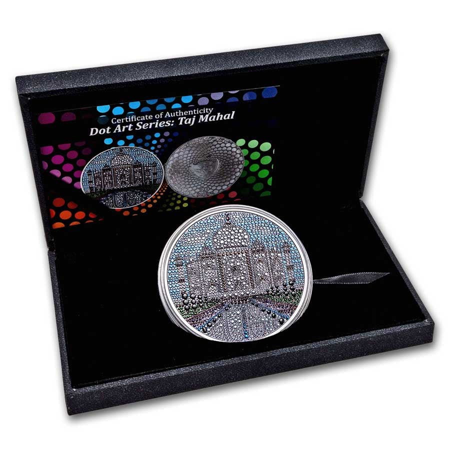 Palau Taj Mahal Dot Art Silver 3 oz (ounce) coin