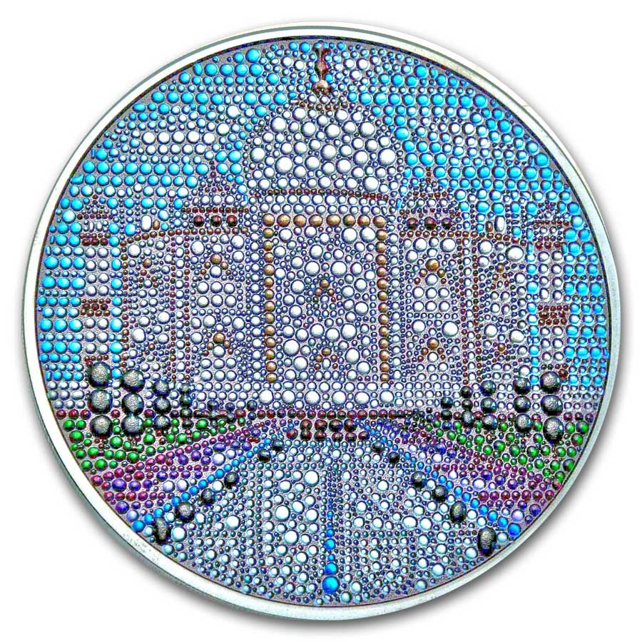 Palau Taj Mahal Dot Art Silver 3 oz (ounce) coin