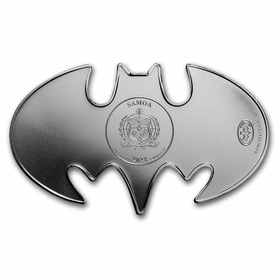 Batman Batarang Shaped Uncolored Silver 1 oz (ounce) MDM Mint