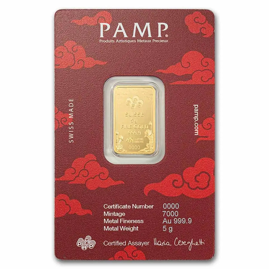 PAMP Suisse Good Luck Yellow Dragon Gold 5 gram Bar PAMP Suisse