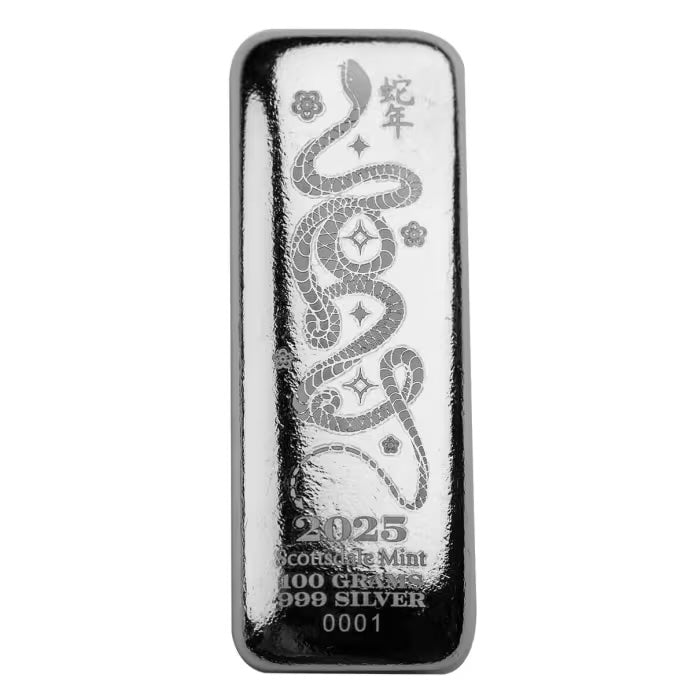 Scottsdale Lunar Snake Silver 100 gram Bar