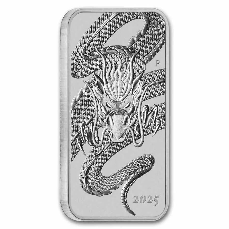 Australia Chinese Dragon Silver 1 oz (ounce) Bar The Perth Mint