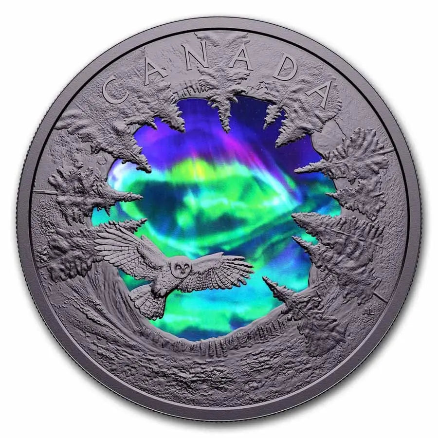 Canada Magic of Northern Lights Silver 2 oz (ounce) coin The Royal Canadian Mint