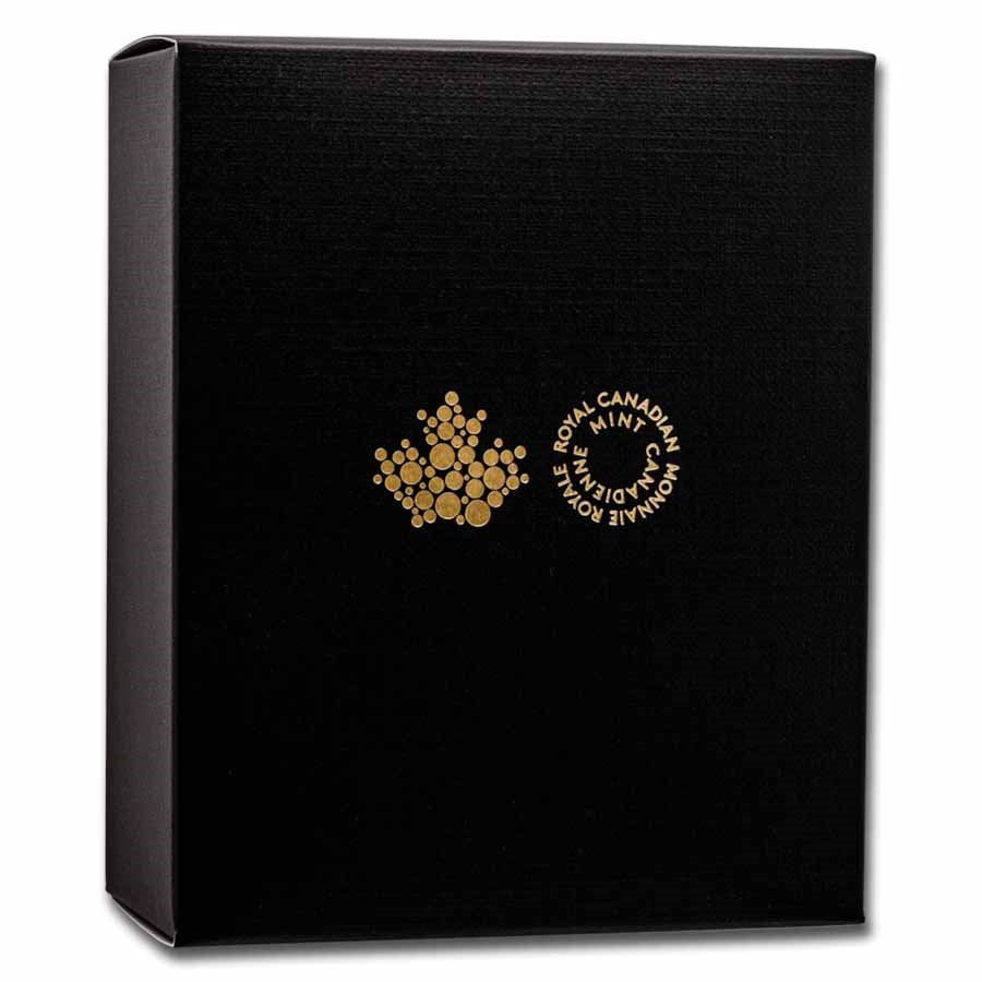 Canada Maple Tree of Life Yellow Gold Plated Silver 5 oz (ounce) coin