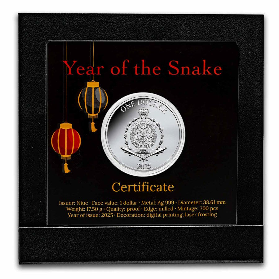 Niue Lunar Snake Lucky Number 7 Silver 1/2 oz (ounce) coin