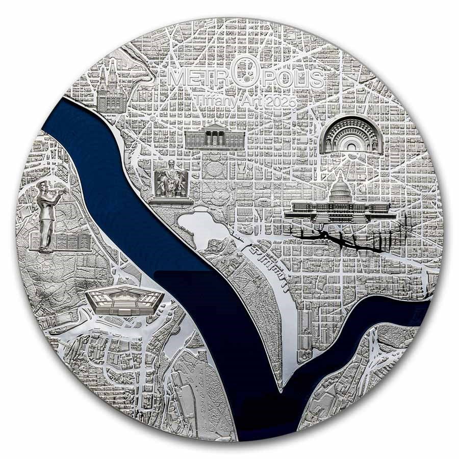 Palau Tiffany Art Metropolis: Washington D.C. Silver 1 kilo coin