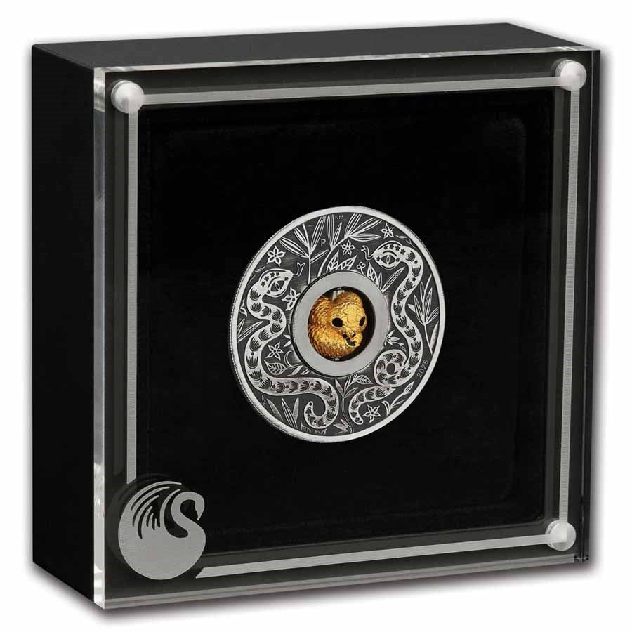 Tuvalu Lunar Snake Rotating Charm Silver 1 oz (ounce) coin