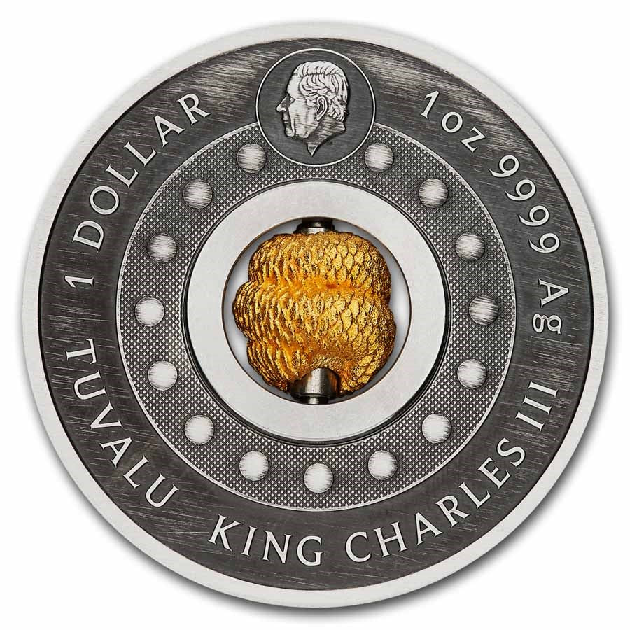 Tuvalu Lunar Snake Rotating Charm Silver 1 oz (ounce) coin