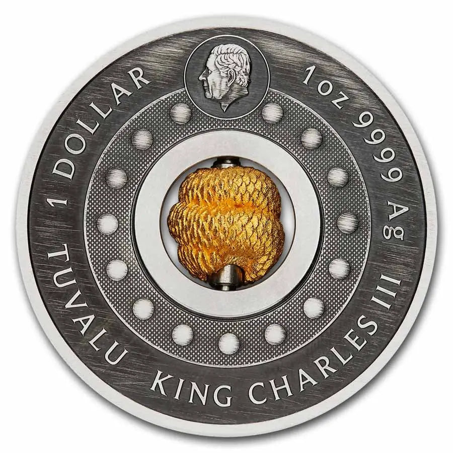 Tuvalu Lunar Snake Rotating Charm Silver 1 oz (ounce) coin The Perth Mint