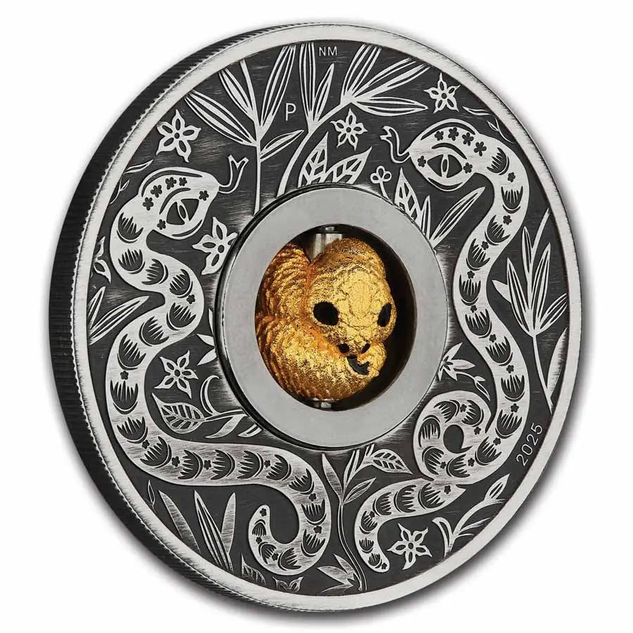 Tuvalu Lunar Snake Rotating Charm Silver 1 oz (ounce) coin The Perth Mint