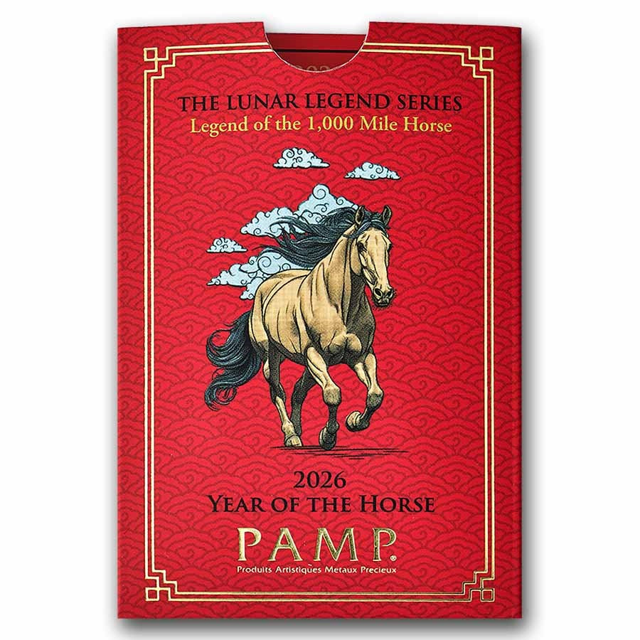 PAMP Suisse Lunar Legends 1,000 Mile Horse Gold 1 oz (ounce) Bar