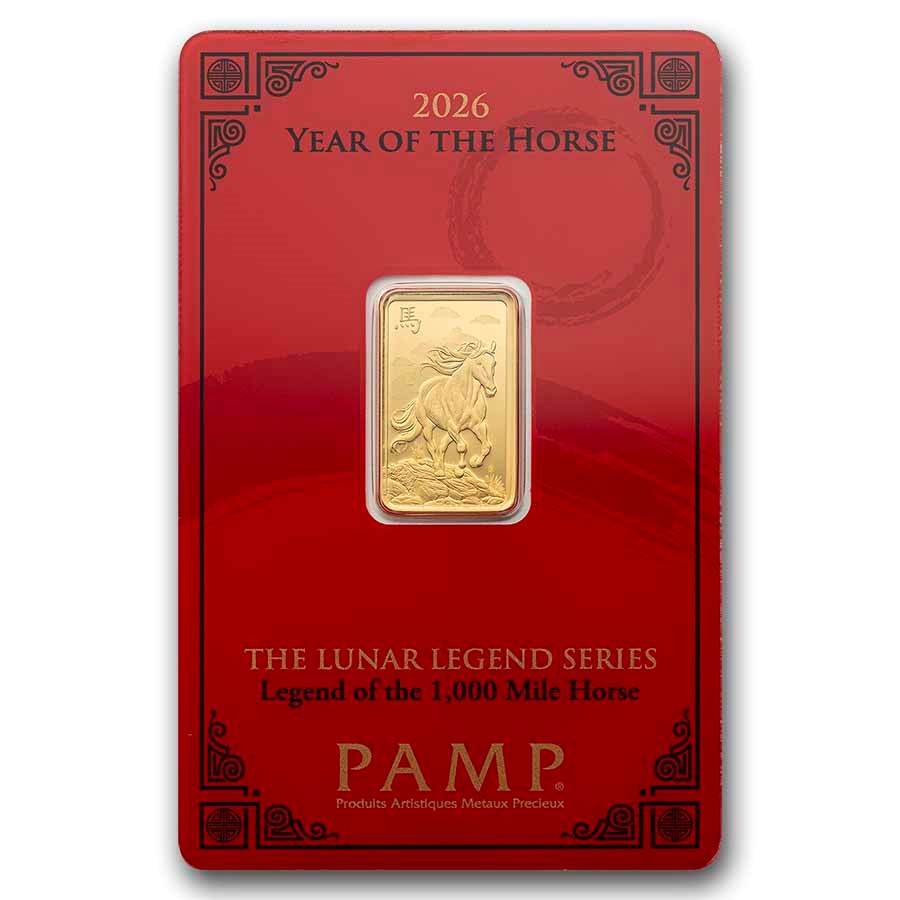PAMP Suisse Lunar Legends 1,000 Mile Horse Gold 5 gram Bar