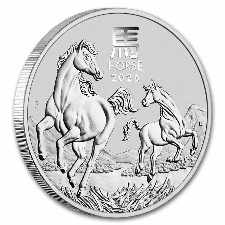 Australia Lunar Horse Silver 2 oz (ounce) coin The Perth Mint