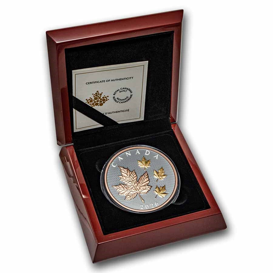 Canada Maple Leaves in Motion 2026 Silver 5 oz (ounce) coin The Royal Canadian Mint