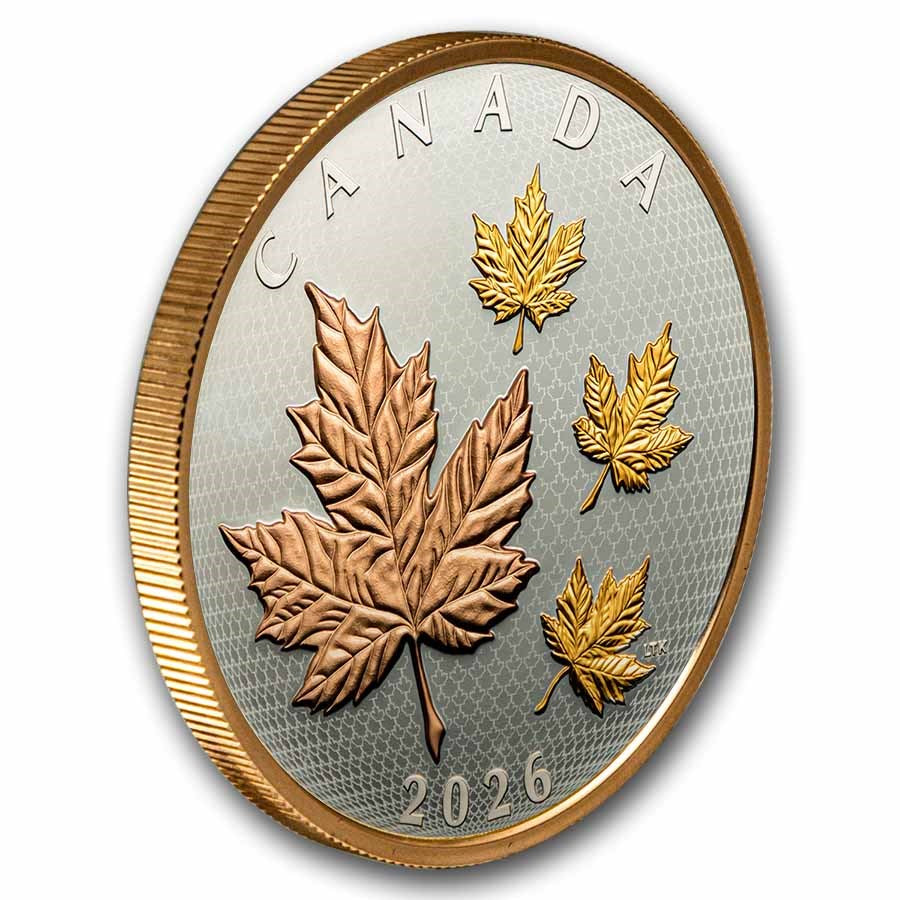Canada Maple Leaves in Motion 2026 Silver 5 oz (ounce) coin The Royal Canadian Mint