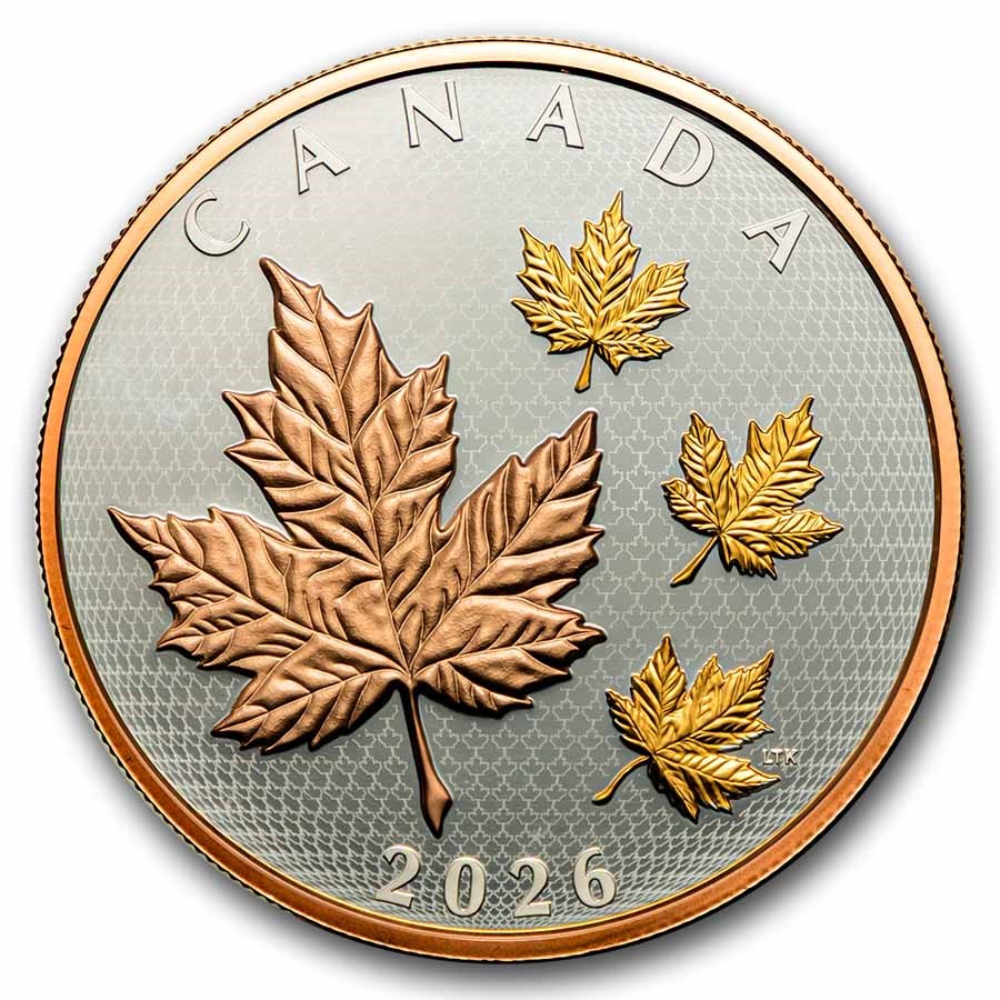 Canada Maple Leaves in Motion 2026 Silver 5 oz (ounce) coin The Royal Canadian Mint