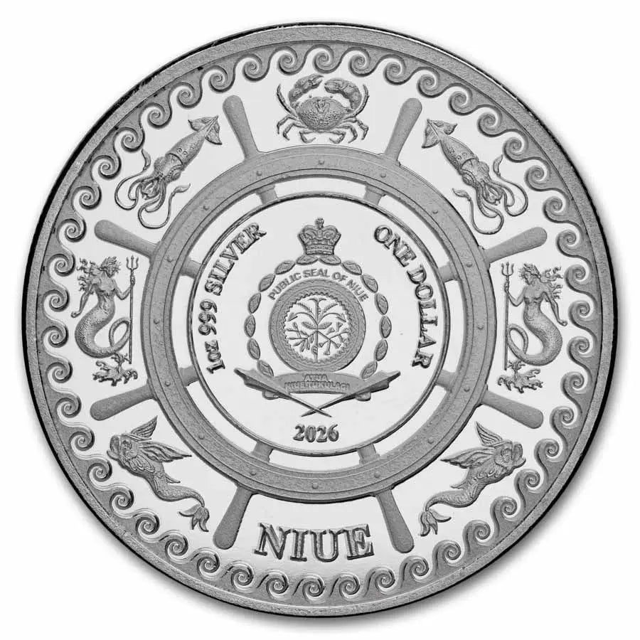 Kraken Silver 1 oz (ounce) coin 9Fine Mint