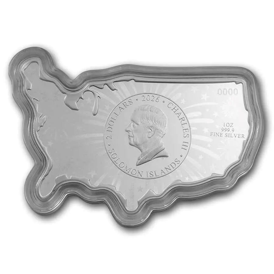 PAMP Suisse USA 250th Anniversary Stars & Stripes Silver 1 oz (ounce) Bar PAMP Suisse