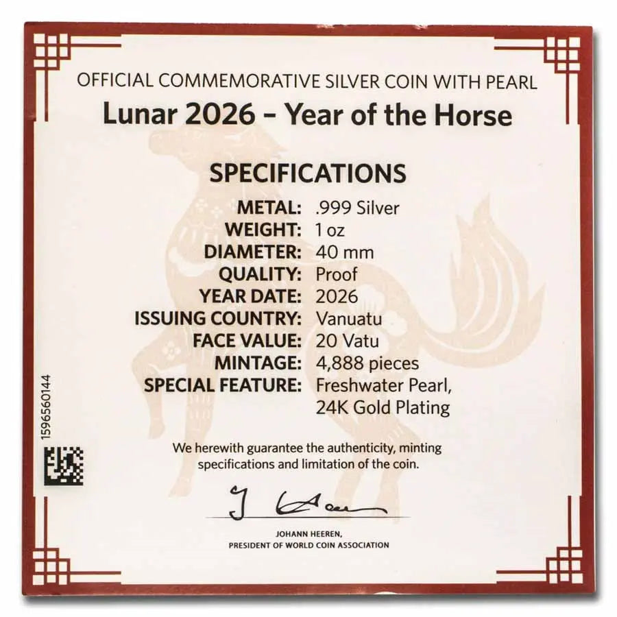 Vanuatu Lunar Horse Silver 1 oz (ounce) coin MDM Mint