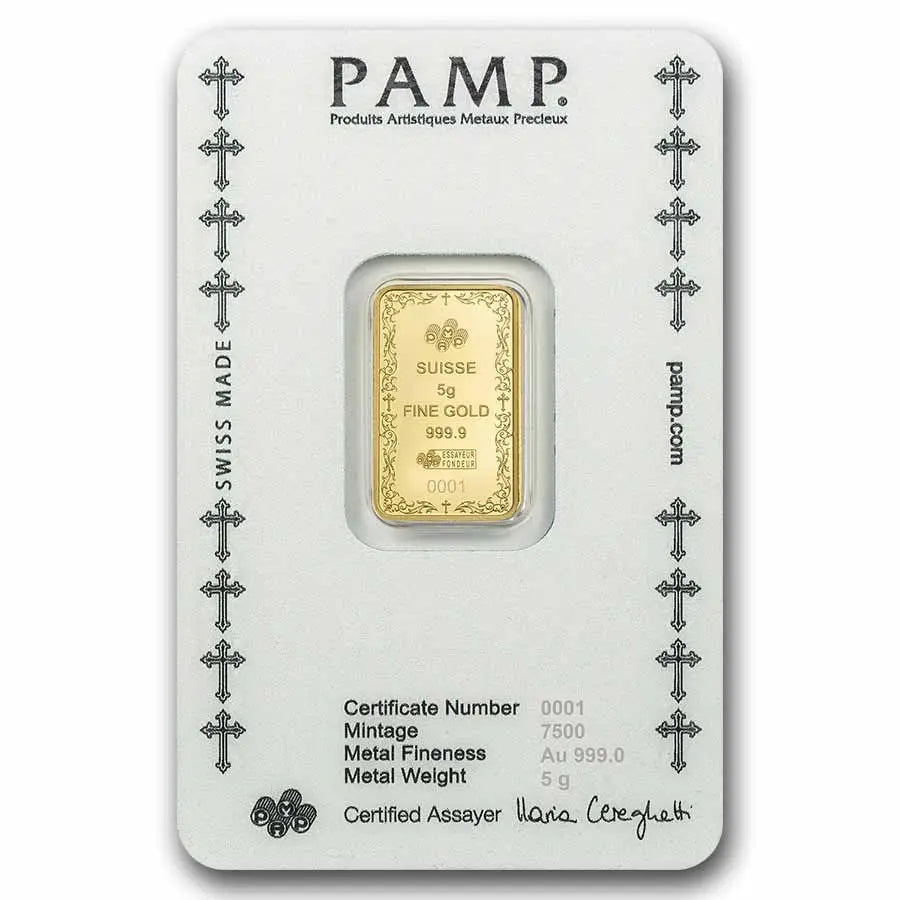 PAMP Suisse Cross of Christianity Gold 5 gram Bar PAMP Suisse