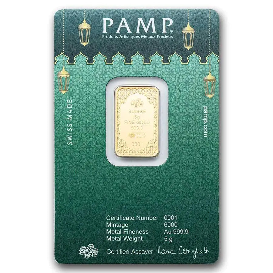 PAMP Suisse Eid Mubarak Gold 5 gram Bar PAMP Suisse