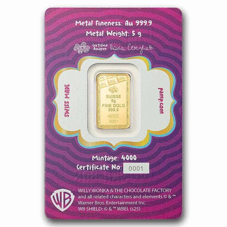 PAMP Suisse Willy Wonka Gold 5 gram Bar PAMP Suisse