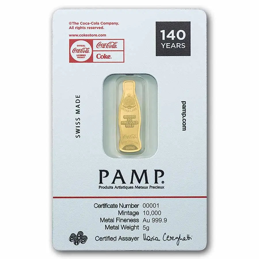 PAMP Suisse Coca Cola 140 Years Anniversary Gold 5 gram Coin PAMP Suisse