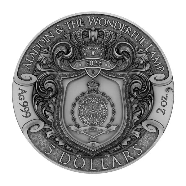 Aladdin The Wonderful Lamp Silver 2 oz (ounce) coin T&S Coin