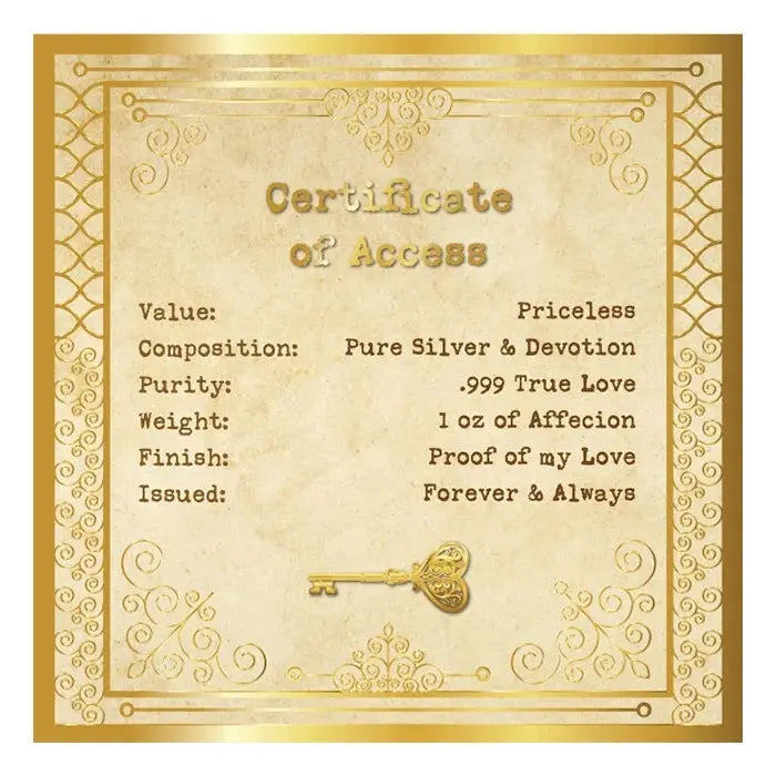 Key of Love High Relief Silver 1 oz (ounce) ABConcept Gold Store AE